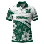 Hawaii Rainbow Warriors Polo Shirt Custom Floral Angles Green White Best Selling