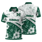Hawaii Rainbow Warriors Polo Shirt Custom Floral Angles Green White Best Selling