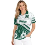 Hawaii Rainbow Warriors Polo Shirt Custom Floral Angles Green White Best Selling