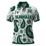 Hawaii Rainbow Warriors Polo Shirt Custom Paisley Florals Green White Best Selling