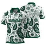 Hawaii Rainbow Warriors Polo Shirt Custom Paisley Florals Green White Best Selling