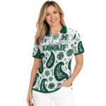 Hawaii Rainbow Warriors Polo Shirt Custom Paisley Florals Green White Best Selling