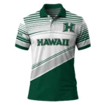Hawaii Rainbow Warriors Polo Shirt Custom Slanted Stripes Green White Best Selling