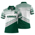 Hawaii Rainbow Warriors Polo Shirt Custom Slanted Stripes Green White Best Selling