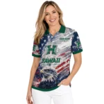 Hawaii Rainbow Warriors Polo Shirt Custom Star Brushstrokes Green Blue Best Selling