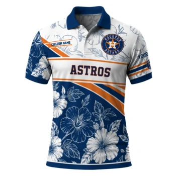 Houston Astros Polo Shirt Custom Floral Angles Blue White Best Selling