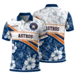 Houston Astros Polo Shirt Custom Floral Angles Blue White Best Selling
