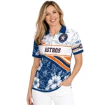 Houston Astros Polo Shirt Custom Floral Angles Blue White Best Selling