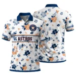 Houston Astros Polo Shirt Custom Floral Pinstripe Blue White Best Selling