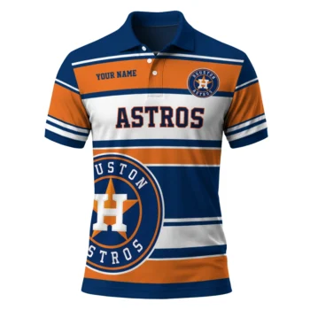 Houston Astros Polo Shirt Custom Horizontal Blocks Blue Best Selling