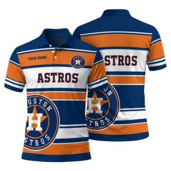 Houston Astros Polo Shirt Custom Horizontal Blocks Blue Fashion Forward