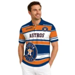 Houston Astros Polo Shirt Custom Horizontal Blocks Blue Best Selling