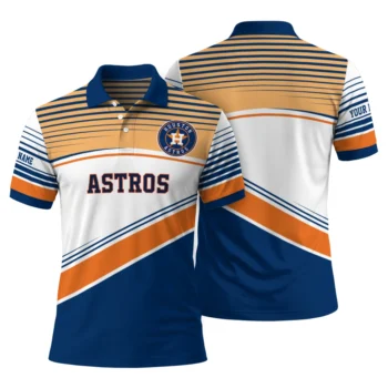 Houston Astros Polo Shirt Custom Slanted Stripes Blue White Fashion Forward