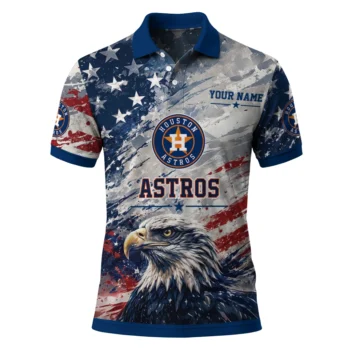 Houston Astros Polo Shirt Custom Star Brushstrokes Blue Best Selling