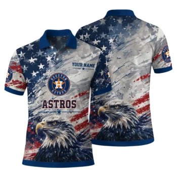 Houston Astros Polo Shirt Custom Star Brushstrokes Blue Fashion Forward
