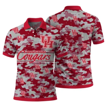 Houston Cougars Polo Shirt Customized Camo Band Red Fashion Forward