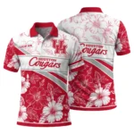 Houston Cougars Polo Shirt Customized Floral Angles Red White Best Selling