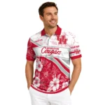 Houston Cougars Polo Shirt Customized Floral Angles Red White Best Selling