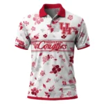 Houston Cougars Polo Shirt Customized Floral Pinstripe Red White Best Selling