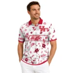 Houston Cougars Polo Shirt Customized Floral Pinstripe Red White Best Selling