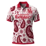 Houston Cougars Polo Shirt Customized Paisley Florals Red White Best Selling
