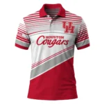 Houston Cougars Polo Shirt Customized Slanted Stripes Red White Best Selling