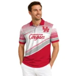 Houston Cougars Polo Shirt Customized Slanted Stripes Red White Best Selling