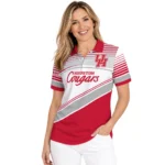 Houston Cougars Polo Shirt Customized Slanted Stripes Red White Best Selling