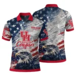 Houston Cougars Polo Shirt Customized Star Brushstrokes Red Blue Best Selling
