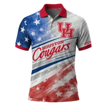 Houston Cougars Polo Shirt Customized Star Stripes Red Blue Best Selling