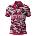 Houston Rockets Polo Shirt - Custom Camo Band Red