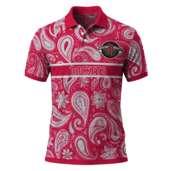 Houston Rockets Polo Shirt - Custom Paisley Band Red