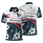 Houston Texans Polo Shirt Custom Floral Angles Blue White Best Selling