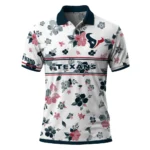 Houston Texans Polo Shirt Custom Floral Pinstripe Blue White Best Selling
