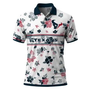 Houston Texans Polo Shirt Custom Floral Pinstripe Blue White Best Selling