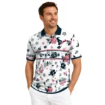 Houston Texans Polo Shirt Custom Floral Pinstripe Blue White Best Selling