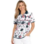 Houston Texans Polo Shirt Custom Floral Pinstripe Blue White Best Selling