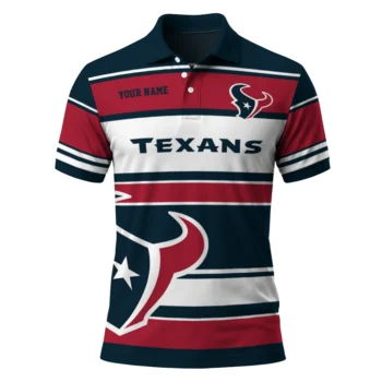 Houston Texans Polo Shirt Customized Horizontal Blocks Blue Best Selling