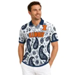 Illinois Fighting Illini Polo Shirt Custom Paisley Florals Blue White Best Selling