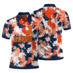 Illinois Fighting Illini Polo Shirt Custom Pixel Camo Blue Best Selling