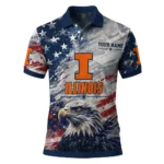 Illinois Fighting Illini Polo Shirt Custom Star Brushstrokes Blue Best Selling