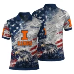 Illinois Fighting Illini Polo Shirt Custom Star Brushstrokes Blue Best Selling