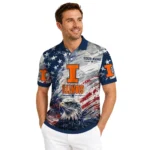 Illinois Fighting Illini Polo Shirt Custom Star Brushstrokes Blue Best Selling