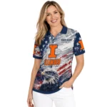 Illinois Fighting Illini Polo Shirt Custom Star Brushstrokes Blue Best Selling