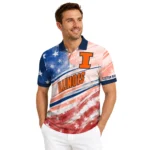 Illinois Fighting Illini Polo Shirt Custom Star Stripes Red Blue Best Selling