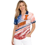 Illinois Fighting Illini Polo Shirt Custom Star Stripes Red Blue Best Selling