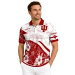 Indiana Hoosiers Polo Shirt Personalized Floral Angles Red White Best Selling