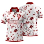 Indiana Hoosiers Polo Shirt Personalized Floral Pinstripe Red White Best Selling