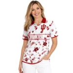 Indiana Hoosiers Polo Shirt Personalized Floral Pinstripe Red White Best Selling