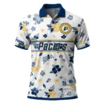 Indiana Pacers Polo Shirt - Customized Floral Pinstripe Blue White